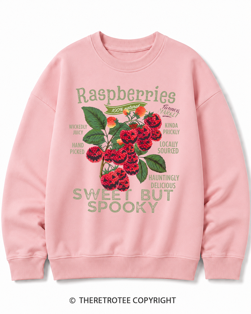 TheRetroTee Haunted Raspberries Halloween 1950s Halloween Cotton Sweatshirt