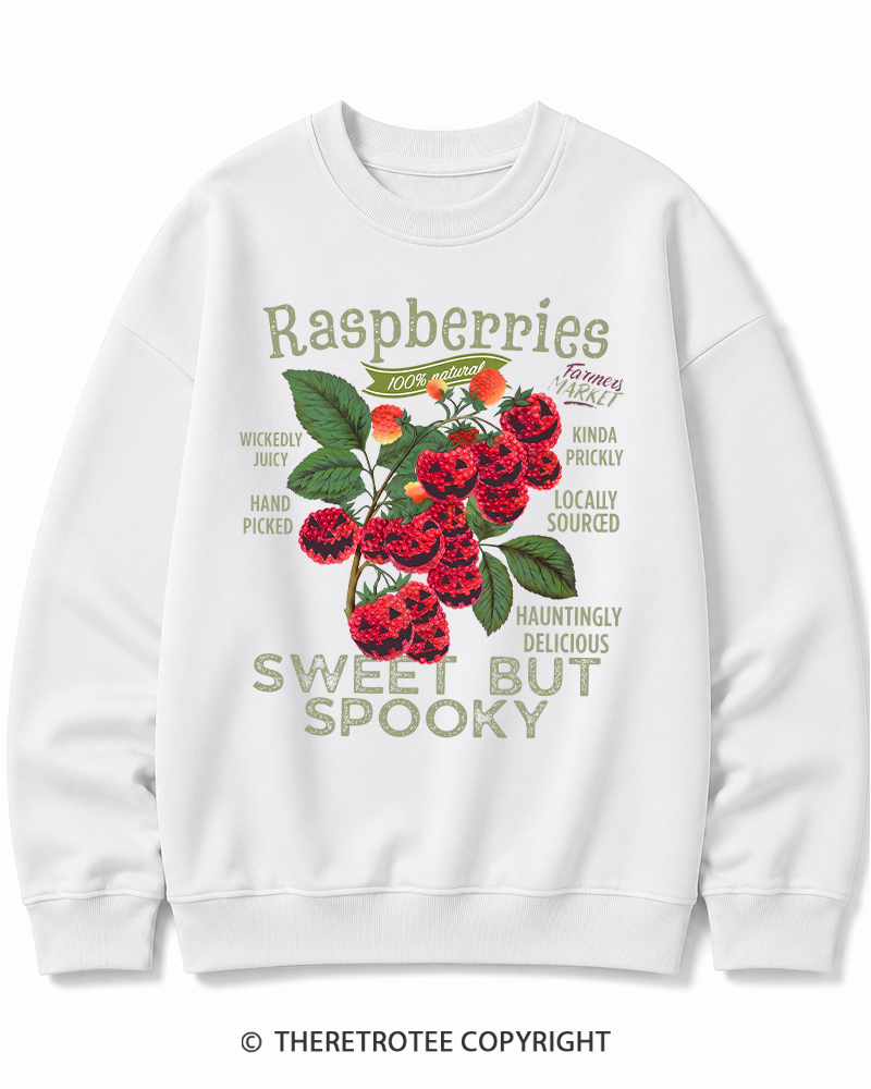 TheRetroTee Haunted Raspberries Halloween 1950s Halloween Cotton Sweatshirt