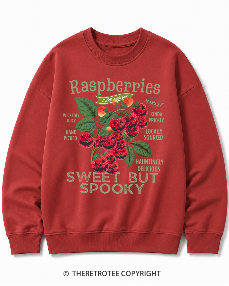 TheRetroTee Haunted Raspberries Halloween 1950s Halloween Cotton Sweatshirt