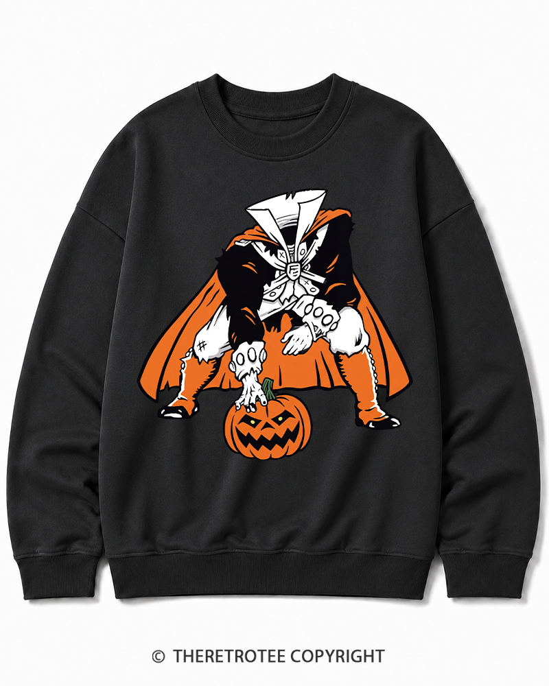TheRetroTee Headless Horseman Patriots 1970s Halloween Cotton Sweatshirt