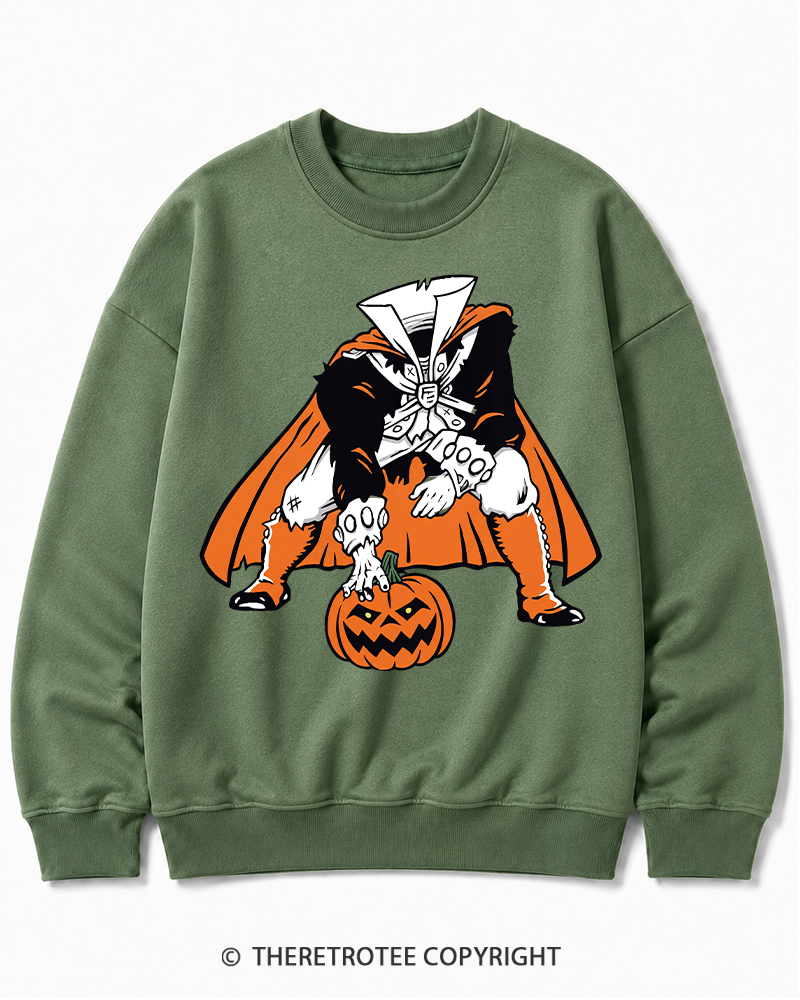 TheRetroTee Headless Horseman Patriots 1970s Halloween Cotton Sweatshirt