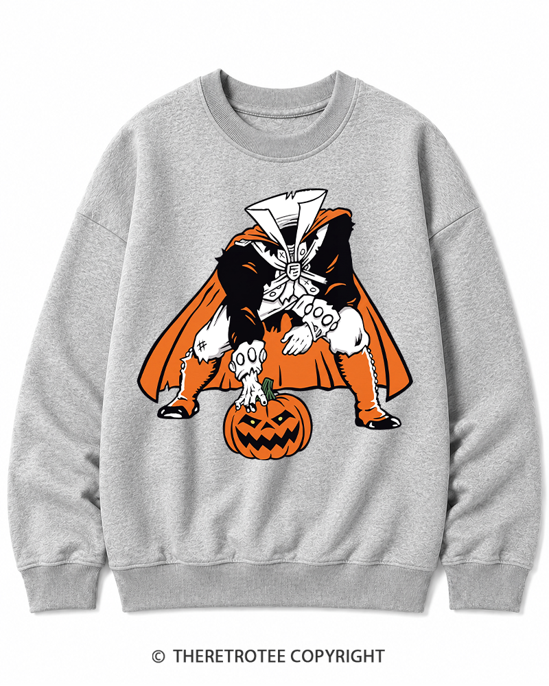 TheRetroTee Headless Horseman Patriots 1970s Halloween Cotton Sweatshirt