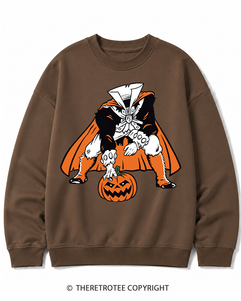 TheRetroTee Headless Horseman Patriots 1970s Halloween Cotton Sweatshirt