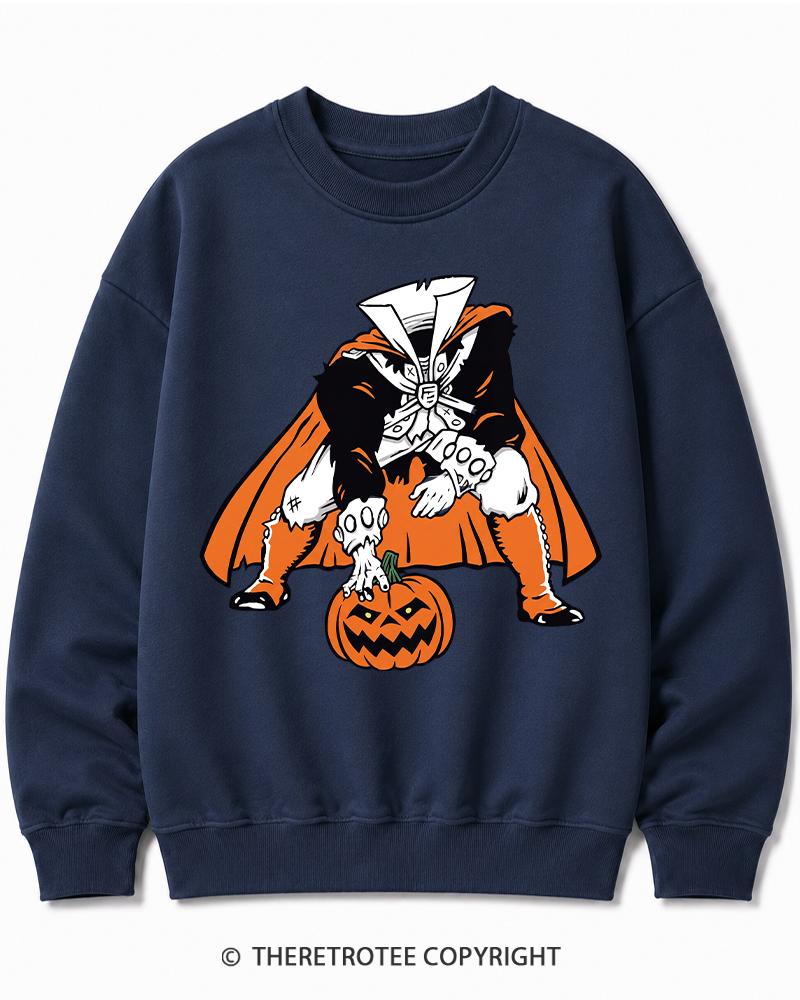 TheRetroTee Headless Horseman Patriots 1970s Halloween Cotton Sweatshirt