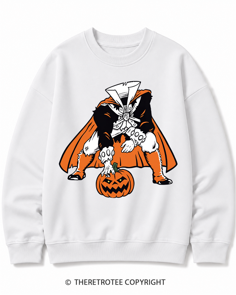 TheRetroTee Headless Horseman Patriots 1970s Halloween Cotton Sweatshirt