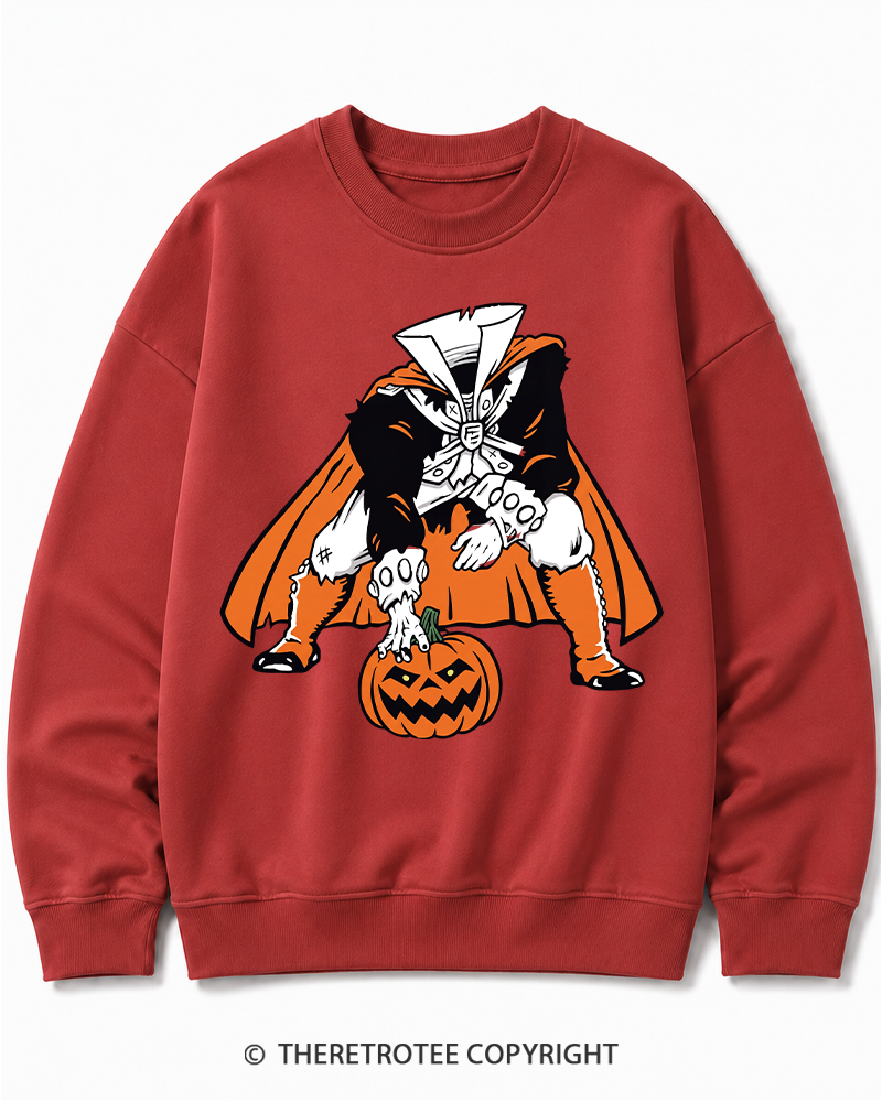 TheRetroTee Headless Horseman Patriots 1970s Halloween Cotton Sweatshirt