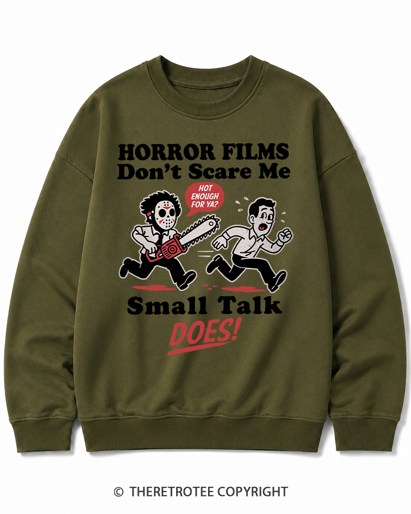 TheRetroTee Horror Small Talk 1980s Halloween Halloween Cotton Sweatshirt