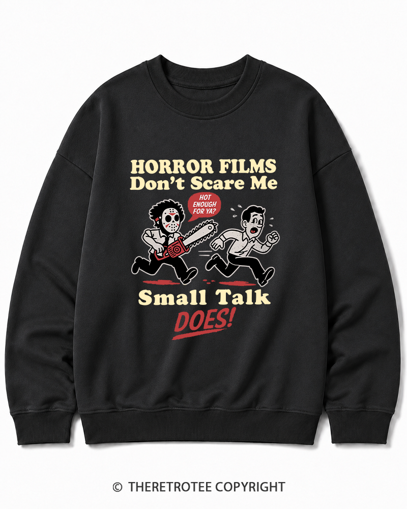 TheRetroTee Horror Small Talk 1980s Halloween Halloween Cotton Sweatshirt