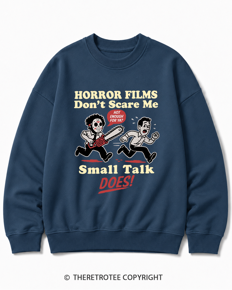 TheRetroTee Horror Small Talk 1980s Halloween Halloween Cotton Sweatshirt