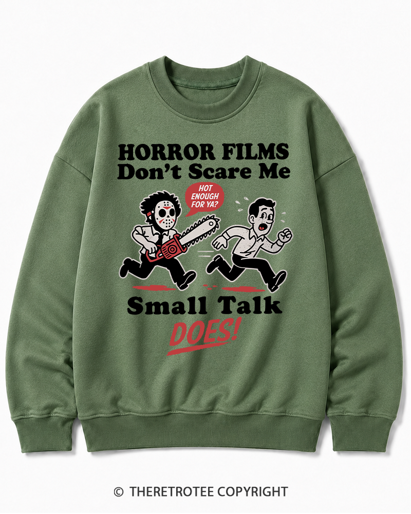 TheRetroTee Horror Small Talk 1980s Halloween Halloween Cotton Sweatshirt