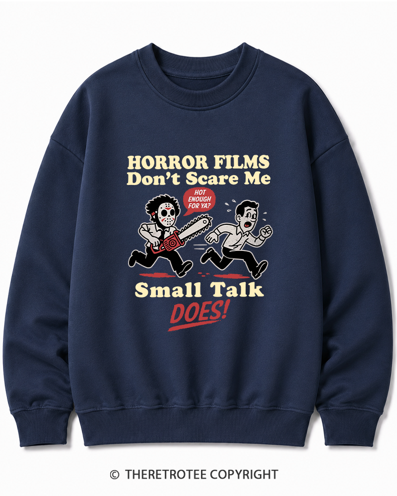 TheRetroTee Horror Small Talk 1980s Halloween Halloween Cotton Sweatshirt