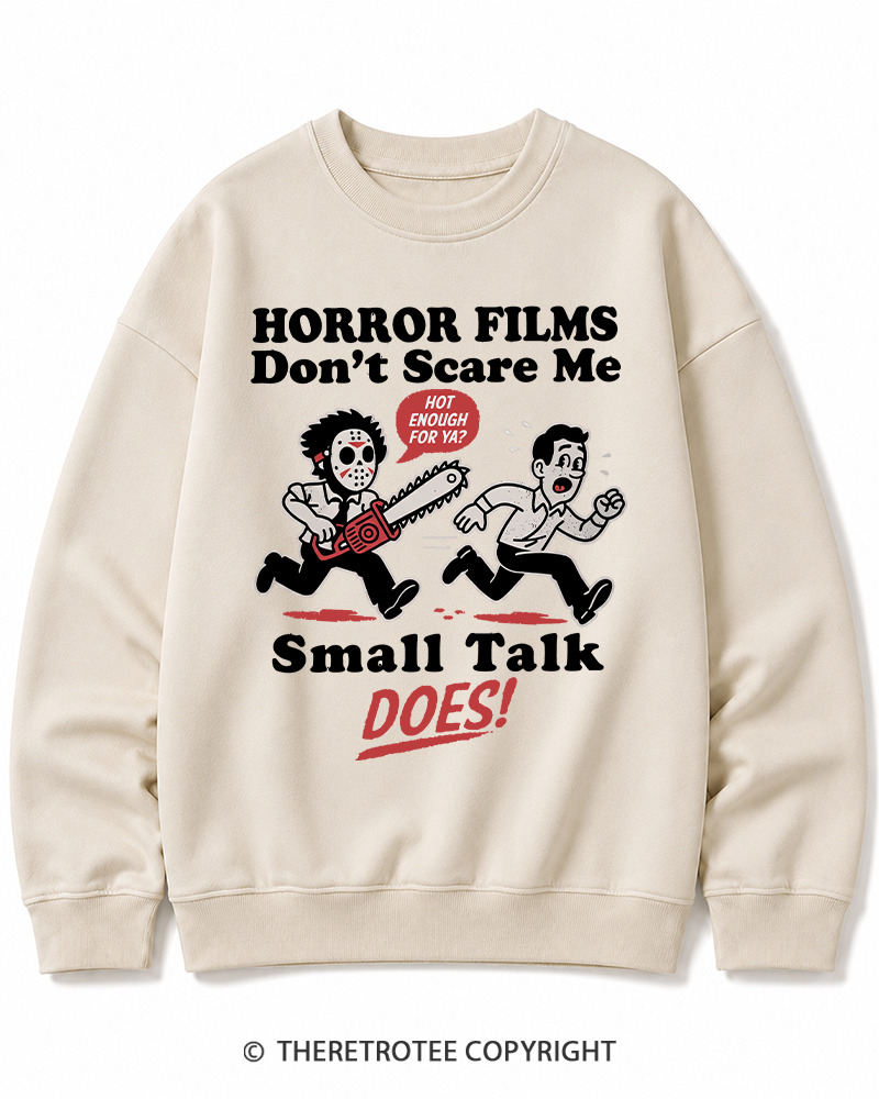 TheRetroTee Horror Small Talk 1980s Halloween Halloween Cotton Sweatshirt