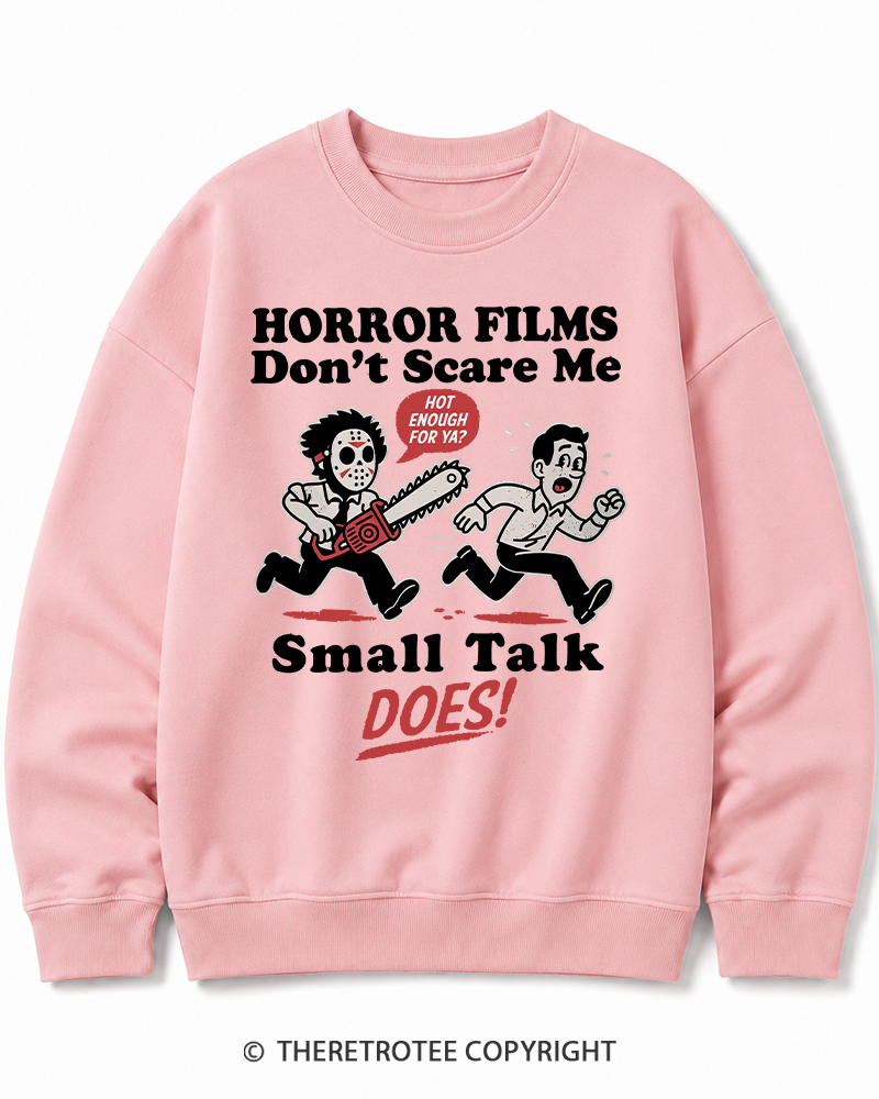 TheRetroTee Horror Small Talk 1980s Halloween Halloween Cotton Sweatshirt