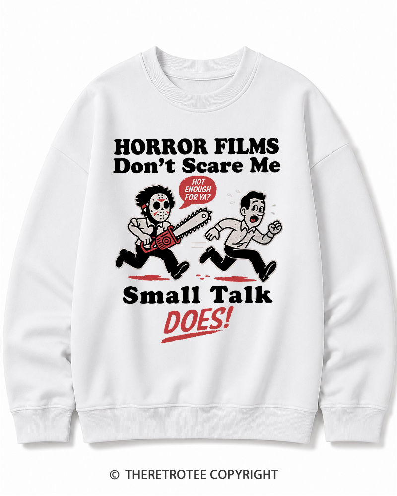 TheRetroTee Horror Small Talk 1980s Halloween Halloween Cotton Sweatshirt