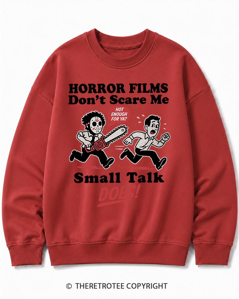 TheRetroTee Horror Small Talk 1980s Halloween Halloween Cotton Sweatshirt