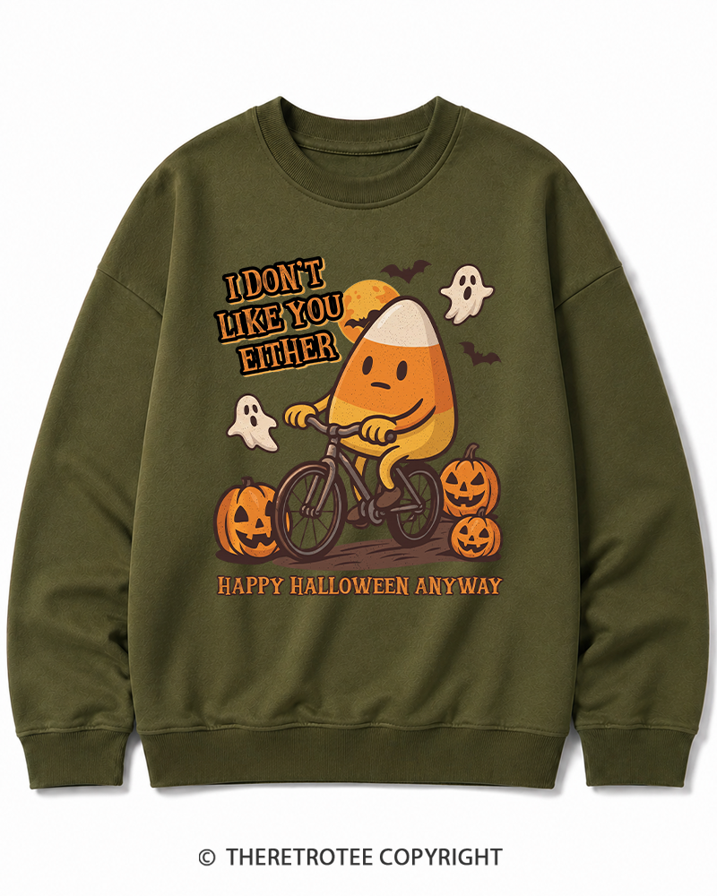 TheRetroTee I Don’t Like You Either 1990s Halloween Halloween Cotton Sweatshirt
