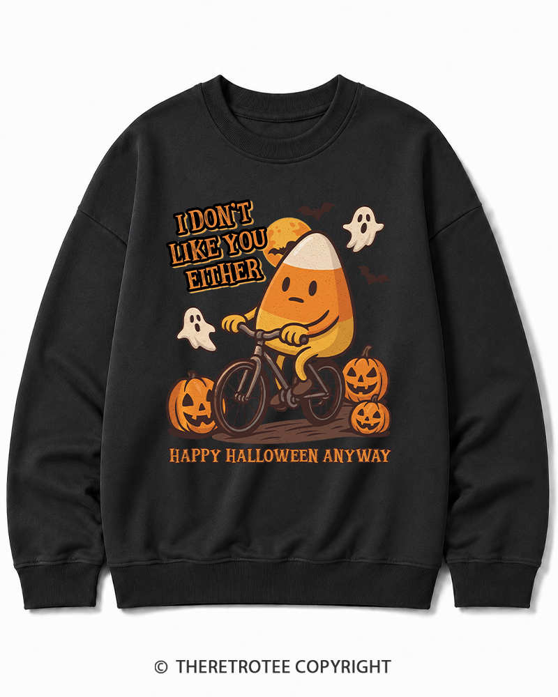 TheRetroTee I Don’t Like You Either 1990s Halloween Halloween Cotton Sweatshirt