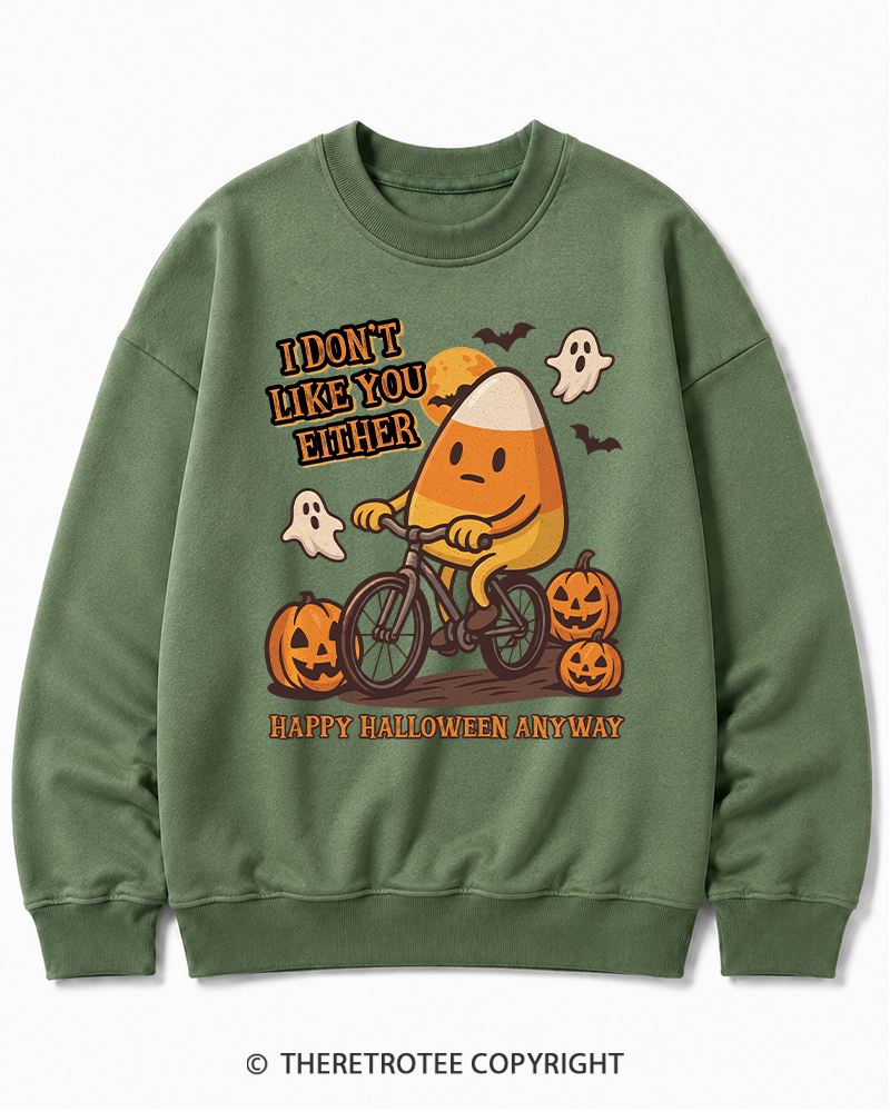 TheRetroTee I Don’t Like You Either 1990s Halloween Halloween Cotton Sweatshirt