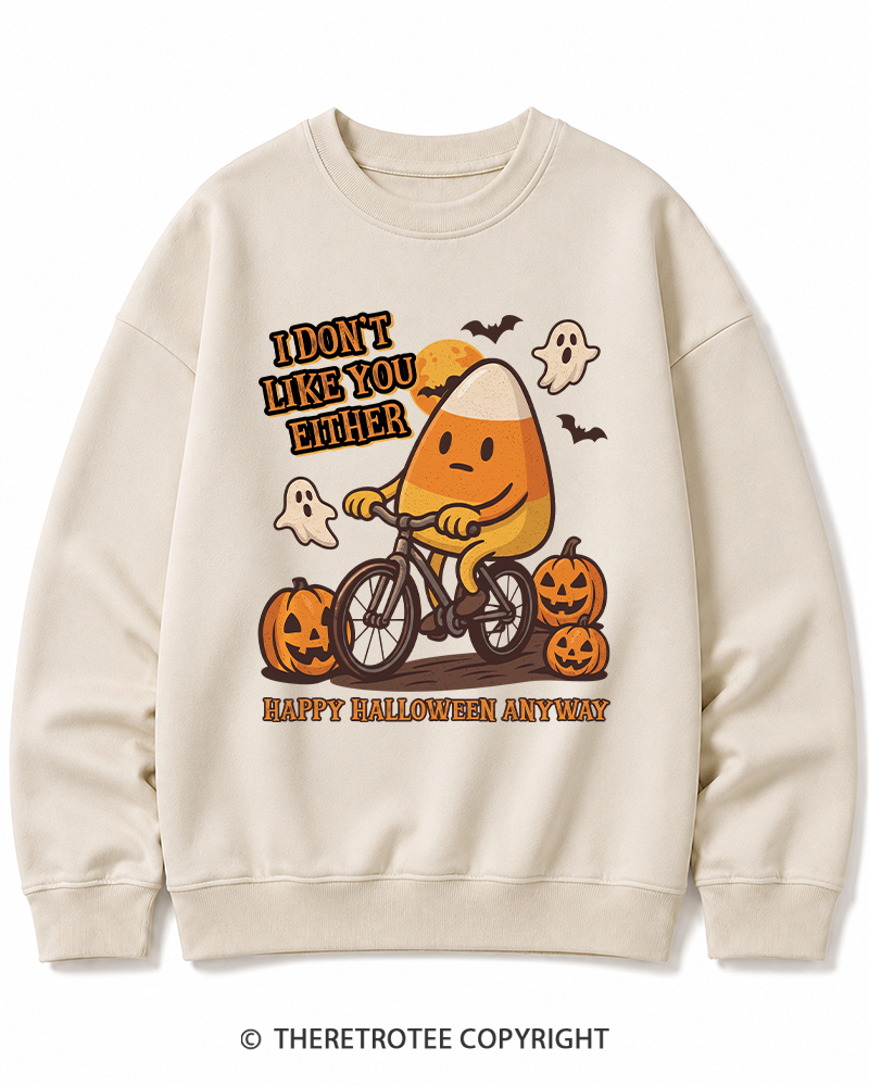 TheRetroTee I Don’t Like You Either 1990s Halloween Halloween Cotton Sweatshirt