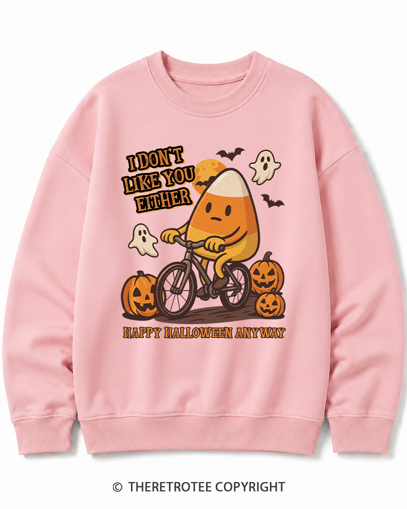 TheRetroTee I Don’t Like You Either 1990s Halloween Halloween Cotton Sweatshirt