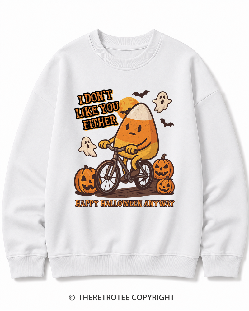 TheRetroTee I Don’t Like You Either 1990s Halloween Halloween Cotton Sweatshirt