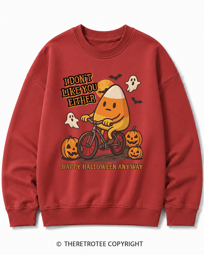 TheRetroTee I Don’t Like You Either 1990s Halloween Halloween Cotton Sweatshirt