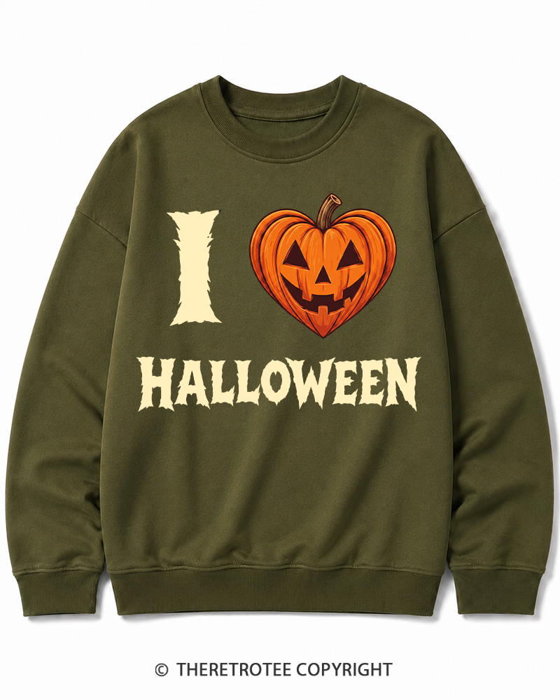 TheRetroTee I Love Halloween 1980s Halloween Cotton Sweatshirt