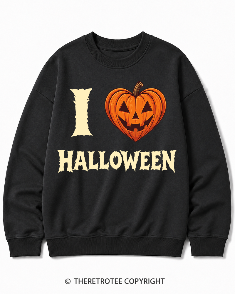 TheRetroTee I Love Halloween 1980s Halloween Cotton Sweatshirt