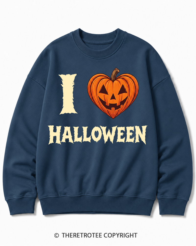TheRetroTee I Love Halloween 1980s Halloween Cotton Sweatshirt