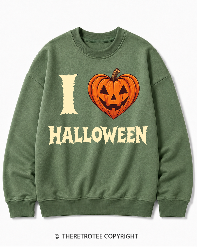 TheRetroTee I Love Halloween 1980s Halloween Cotton Sweatshirt