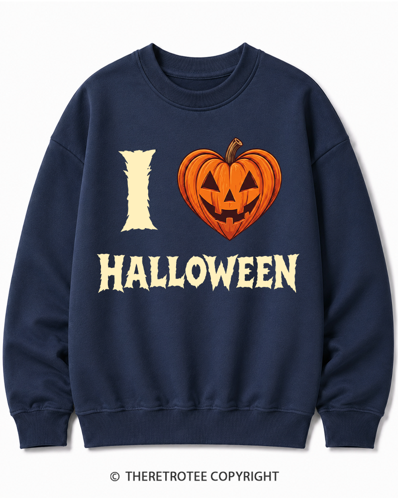 TheRetroTee I Love Halloween 1980s Halloween Cotton Sweatshirt