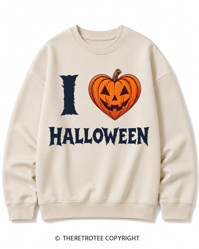 TheRetroTee I Love Halloween 1980s Halloween Cotton Sweatshirt