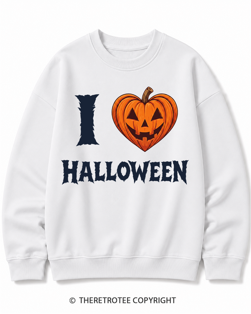 TheRetroTee I Love Halloween 1980s Halloween Cotton Sweatshirt