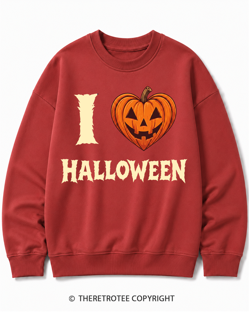 TheRetroTee I Love Halloween 1980s Halloween Cotton Sweatshirt