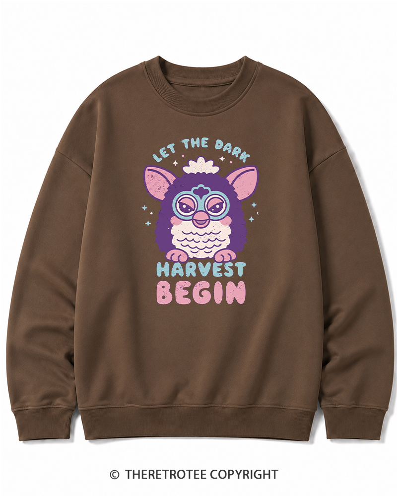 TheRetroTee Let The Dark Harvest Begin 1990s Halloween Cotton Sweatshirt