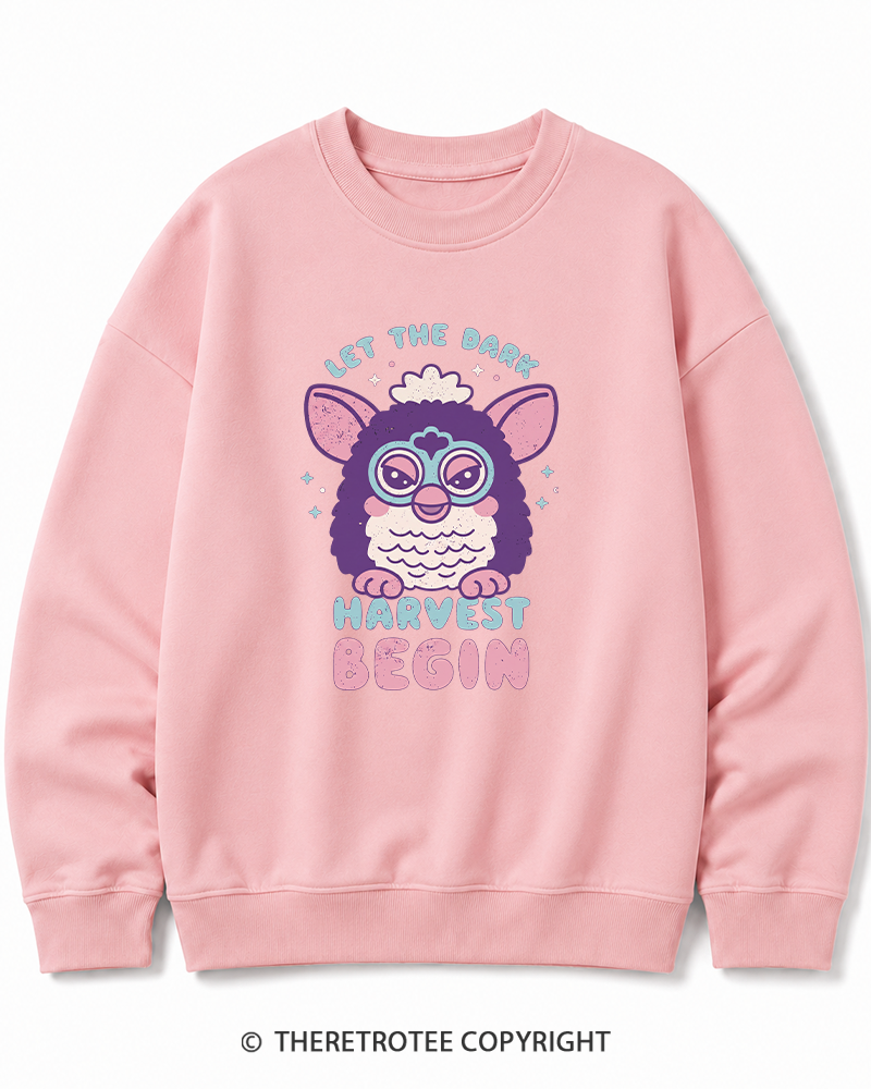 TheRetroTee Let The Dark Harvest Begin 1990s Halloween Cotton Sweatshirt