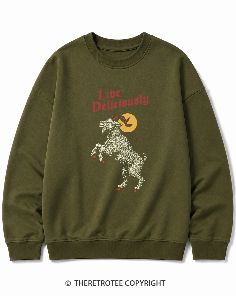 TheRetroTee Live Deliciously 1990s Halloween Halloween Cotton Sweatshirt