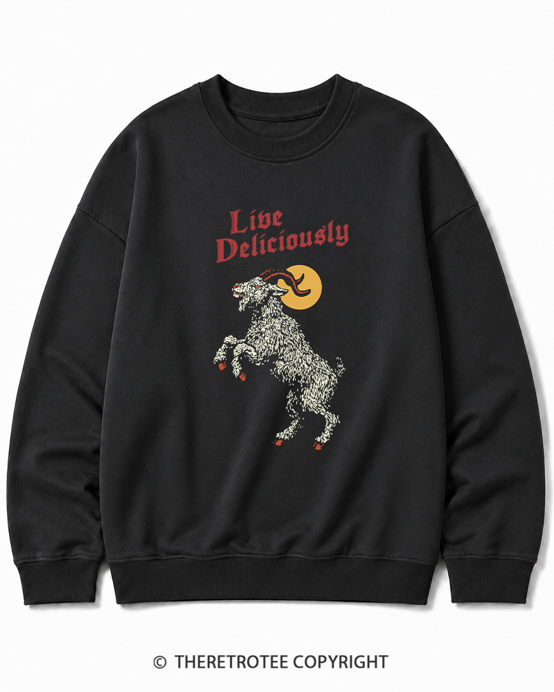 TheRetroTee Live Deliciously 1990s Halloween Halloween Cotton Sweatshirt