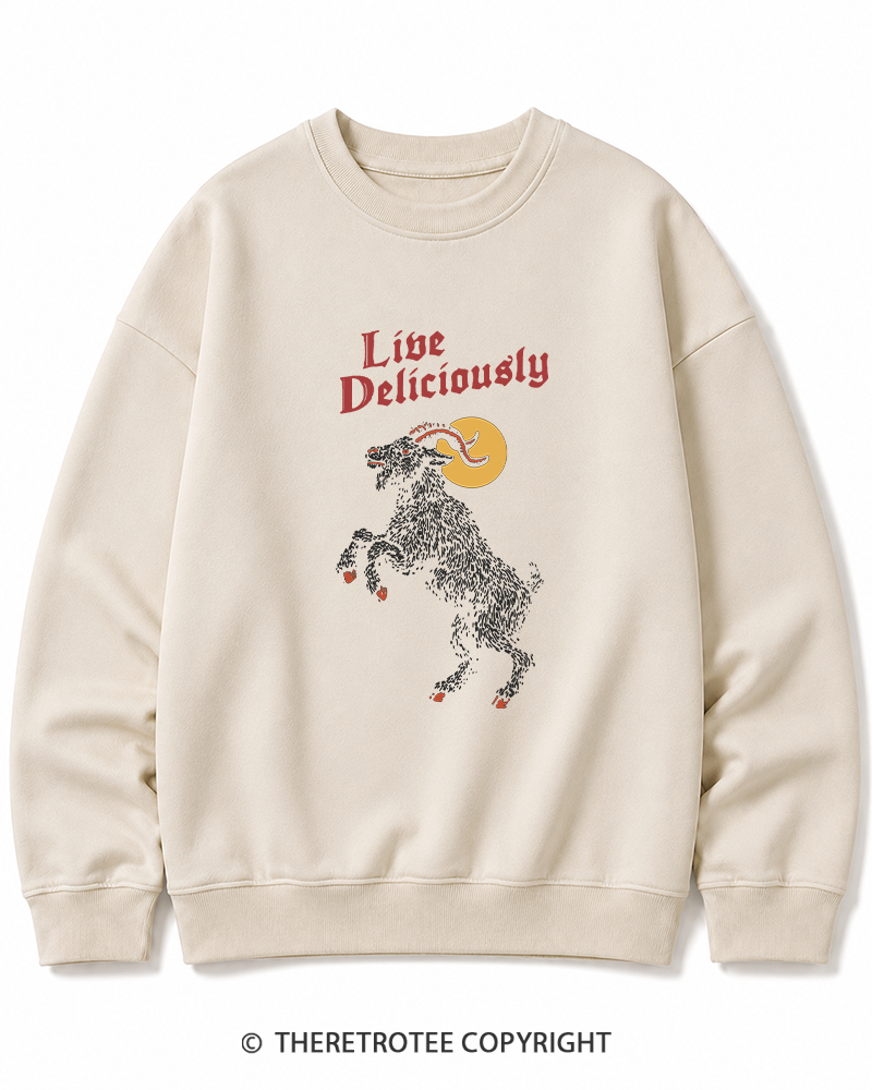 TheRetroTee Live Deliciously 1990s Halloween Halloween Cotton Sweatshirt