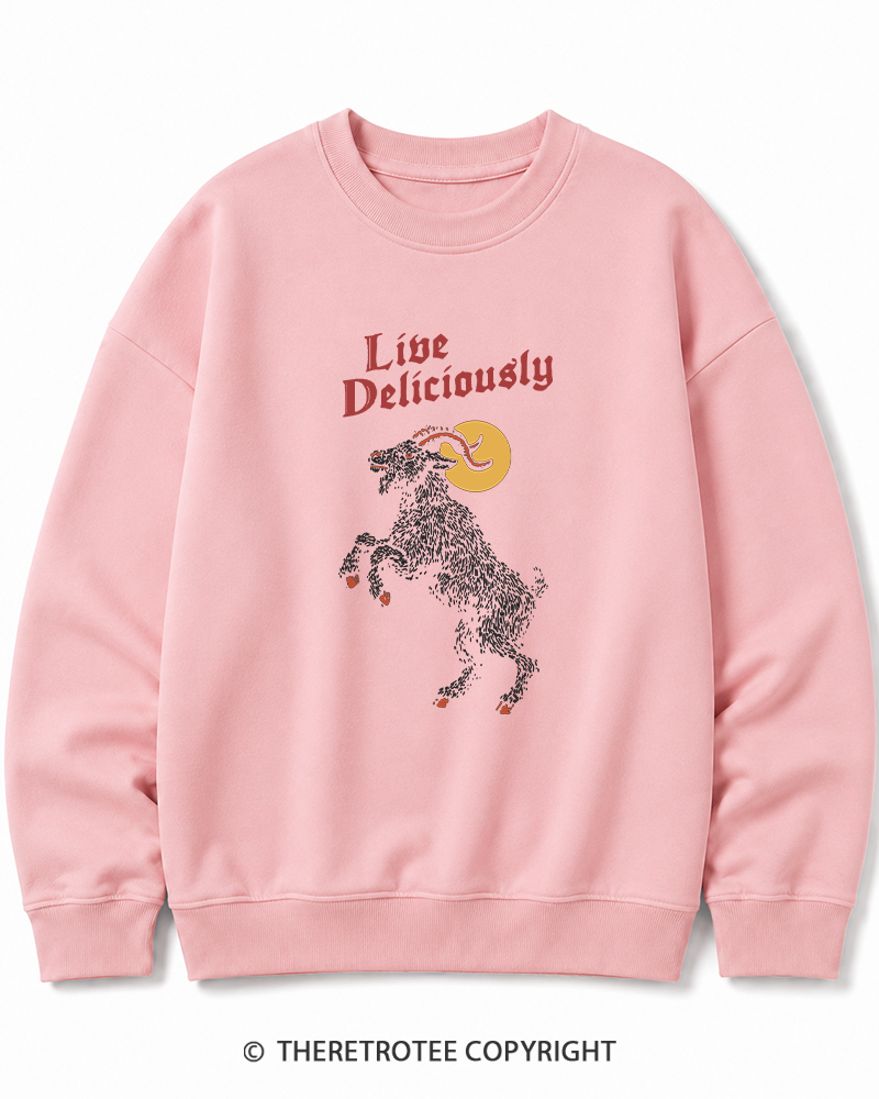 TheRetroTee Live Deliciously 1990s Halloween Halloween Cotton Sweatshirt