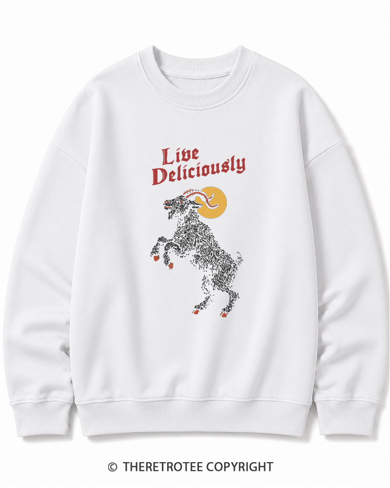 TheRetroTee Live Deliciously 1990s Halloween Halloween Cotton Sweatshirt