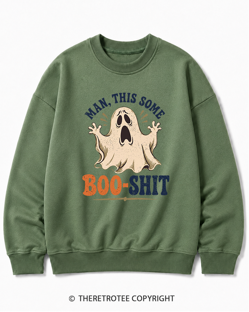TheRetroTee Man, This Some Bullshit 1970s Halloween Halloween Cotton Sweatshirt