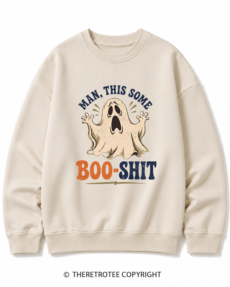 TheRetroTee Man, This Some Bullshit 1970s Halloween Halloween Cotton Sweatshirt