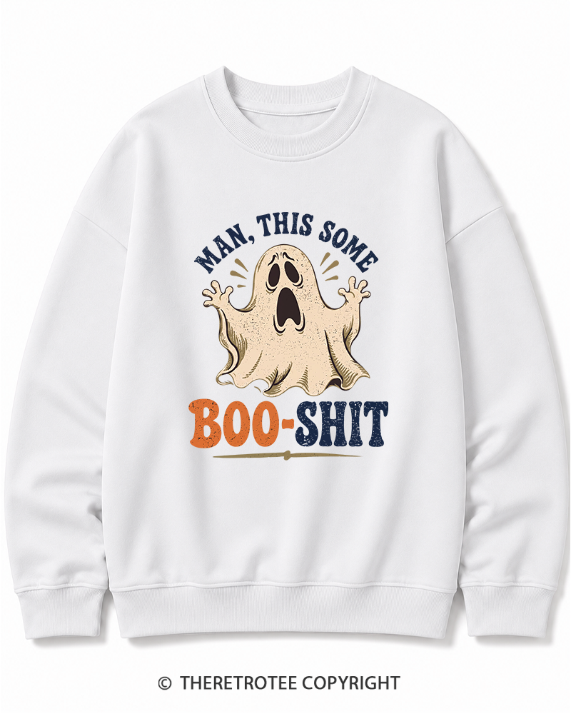 TheRetroTee Man, This Some Bullshit 1970s Halloween Halloween Cotton Sweatshirt