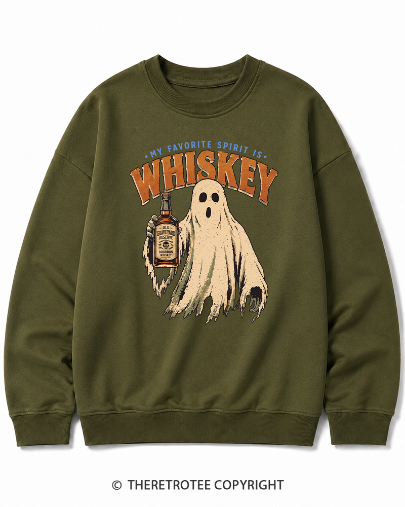 TheRetroTee My Favorite Spirit is Whiskey 1970s Halloween Halloween Cotton Sweatshirt