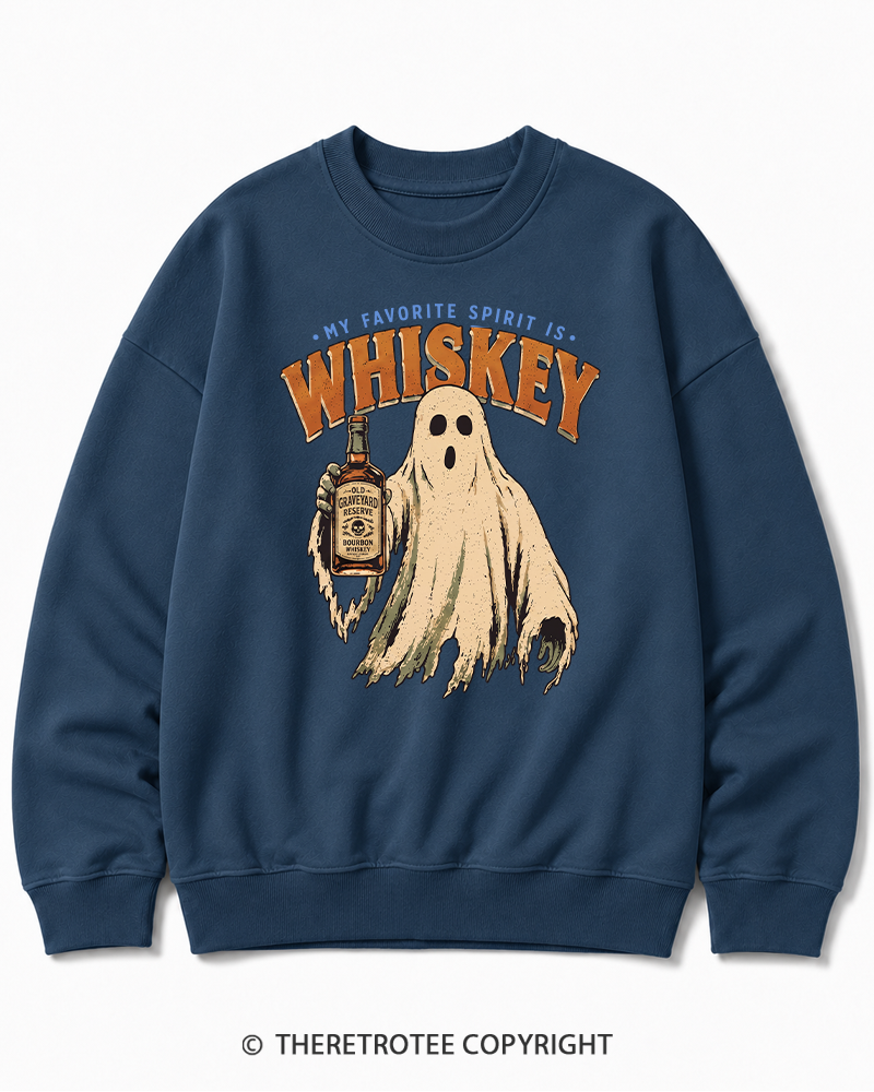TheRetroTee My Favorite Spirit is Whiskey 1970s Halloween Halloween Cotton Sweatshirt