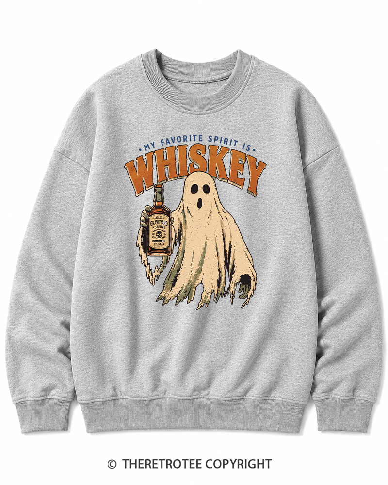 TheRetroTee My Favorite Spirit is Whiskey 1970s Halloween Halloween Cotton Sweatshirt