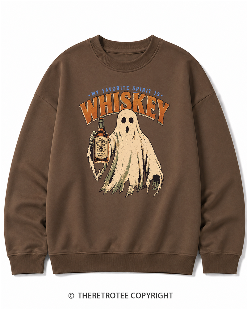 TheRetroTee My Favorite Spirit is Whiskey 1970s Halloween Halloween Cotton Sweatshirt