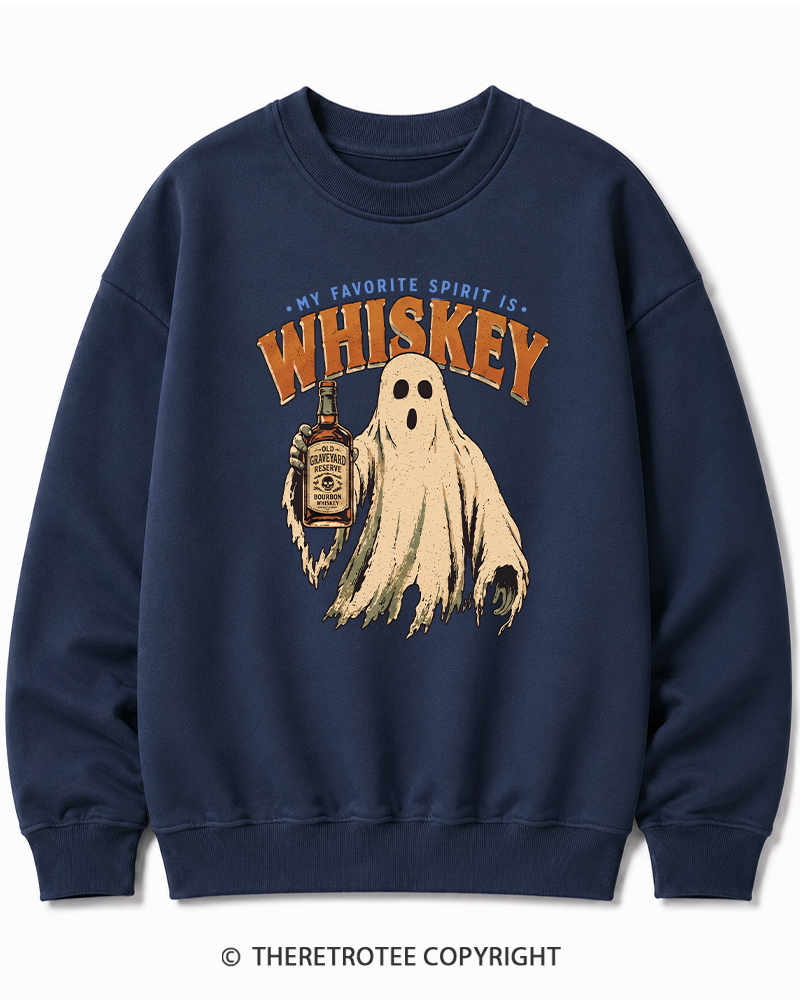 TheRetroTee My Favorite Spirit is Whiskey 1970s Halloween Halloween Cotton Sweatshirt