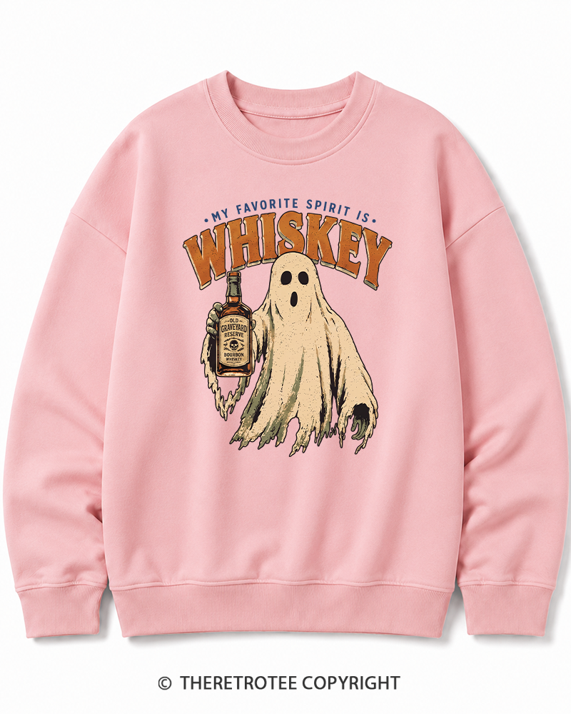 TheRetroTee My Favorite Spirit is Whiskey 1970s Halloween Halloween Cotton Sweatshirt